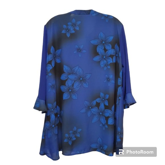 BGTEEVER Women Plus Size XXL Bold Floral Print Blouse Decor Buttons - Picture 2 of 5